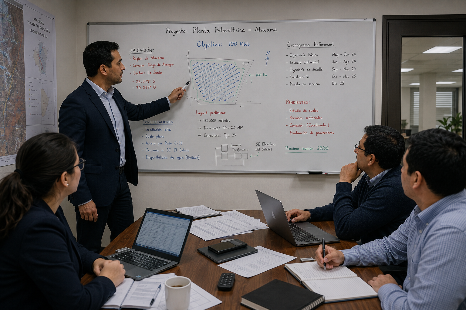 Reunión de planificación y coordinación de un proyecto